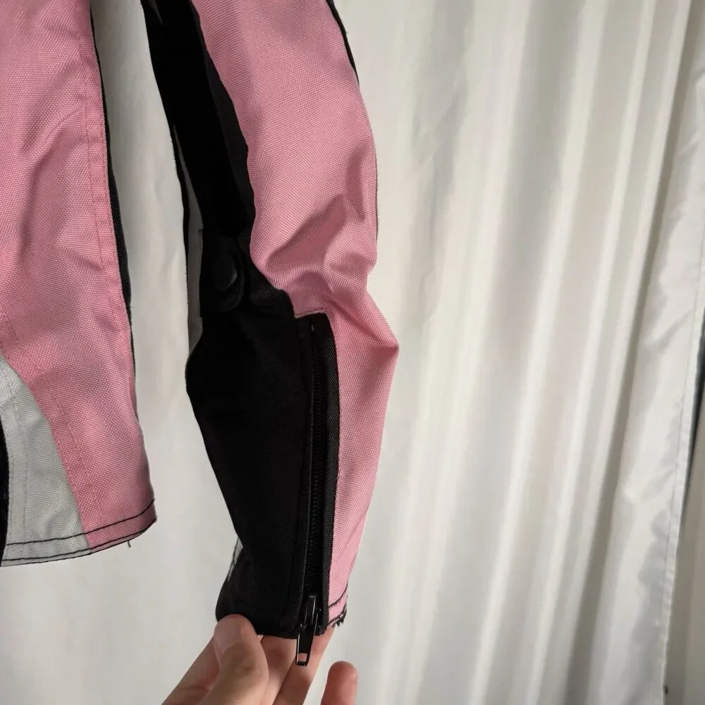 BILT Motorcycle Jacket Women's Medium Black Pink Full Zip Padded Pockets